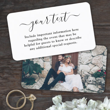100 pack simple script & photo wedding enclosure business invitations