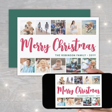 10 photo collage script merry christmas modern holiday invitations