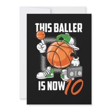 10th birthday basketball player funny 10 years old invitation