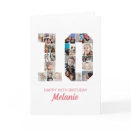 Small 10th Birthday Number 10 Photo Collage Personalized Invitations Front View