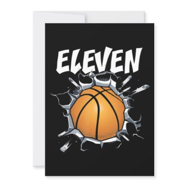 11 year old basketball birthday party 11th boy invitation
