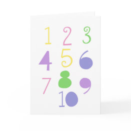 Small 123 Number Print Birthday Invitations Front View