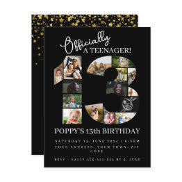 Small 13th Birthday Officially A Teenager Photo Collage Invitation Postinvitations Front View