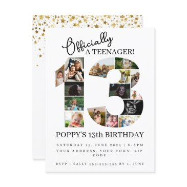 13th birthday officially a teenager photo collage invitation postinvitations