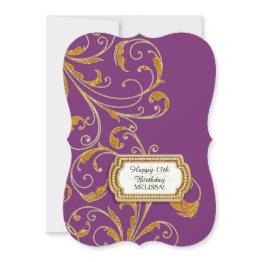 Small 15th Birthday Party Glam Old Hollywood Regency Invitation Front View