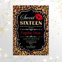 16th birthday - sweet sixteen leopard print red invitation