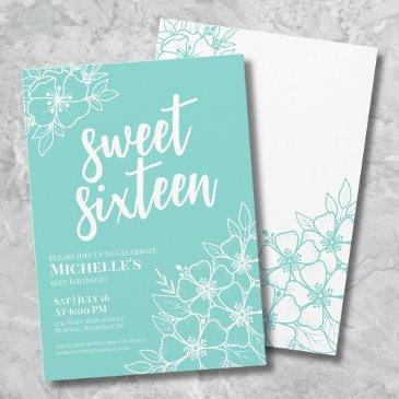 16th modern floral sweet sixteen birthday party invitation