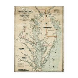 Small 1852 Chart Of Chesapeake And Delaware Bays Postinvitations Front View