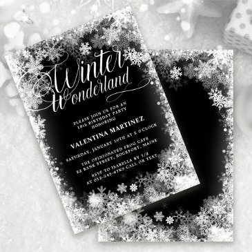 18th birthday party winter wonderland snowflake invitation