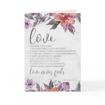 1 corinthians 13:4-8 bible verse floral wedding invitations
