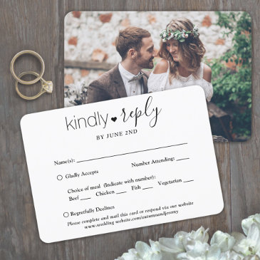 1 photo meal options simple modern minimal wedding rsvp invitations