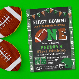 Small 1st Birthday Football Party Chalkboard Invitation Front View