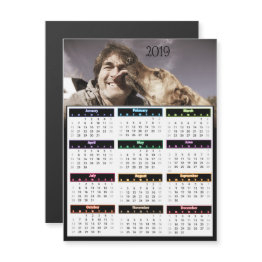 Small 2019 Personalized Photo Mini Calendar Magnetic Invitation Front View