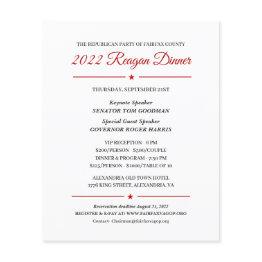 Small 2022 Reagan Dinner Political Fundraising Invite Front View