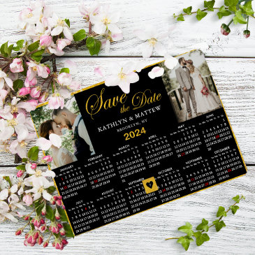2024 calendar elegant script 2 photo save the date magnetic invitation