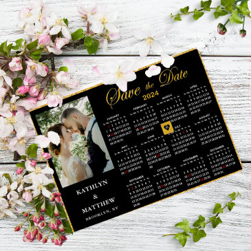 2024 calendar elegant script photo save the date magnetic invitation