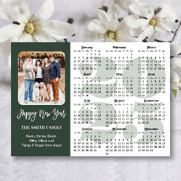 Small 2025 Calendar Modern Sage Green Minimalist Photo Holiday Invitations Front View