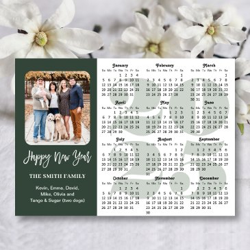 2025 calendar modern sage green minimalist photo holiday invitations