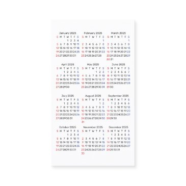 2025 wallet size calendar sunday start business invitations