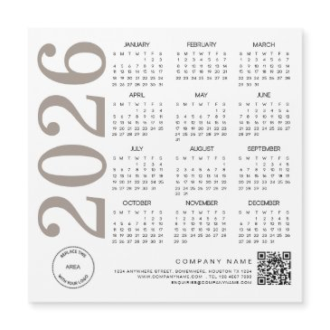 2026 calendar logo qr code neutral taupe business