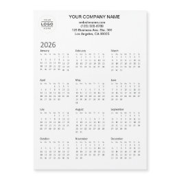 Small 2026 Custom Company Logo Magnetic Calendar Invitations Front View