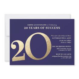 Small 20th Business Anniversary Invitation Front View