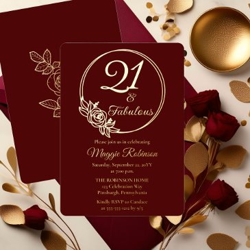 21 and fabulous 21st birthday party stamped foil invitation