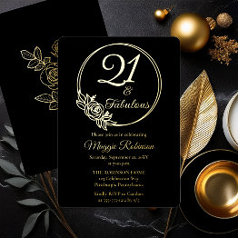 Small 21 And Fabulous 21st Birthday Party Stamped Foil Invitation Front View