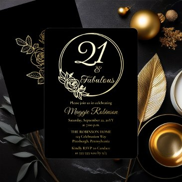 21 and fabulous 21st birthday party stamped foil invitation