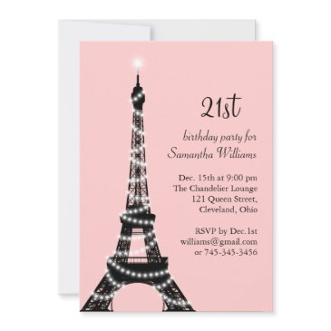 21st birthday eiffel tower invitation