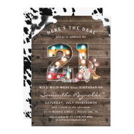 Small 21st Birthday | Wild West Cowboy Invitation Front View