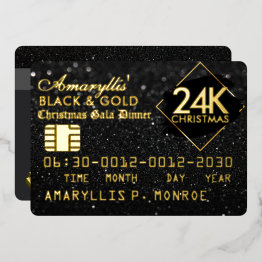 Small 24k Black & Gold Credit Invitations Style Invitations Front View