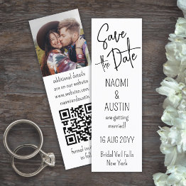 Small 25 Pack Mini Bookmark Wedding Save The Date Invitations Front View