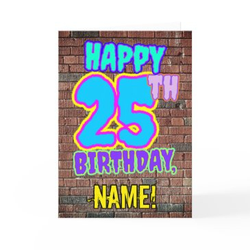 25th birthday - fun, urban graffiti inspired look invitations