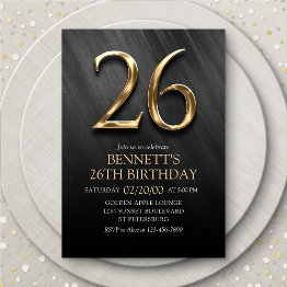Small 26th Birthday Invitation Front View