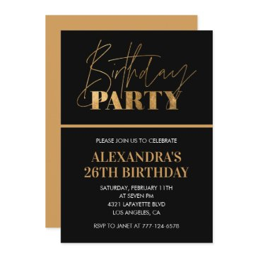 26th birthday invitations birthday party black