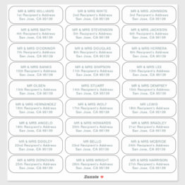 Small 27 Recipients Simple Wedding Guests Address Labels Front View