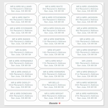 27 recipients simple wedding guests address labels