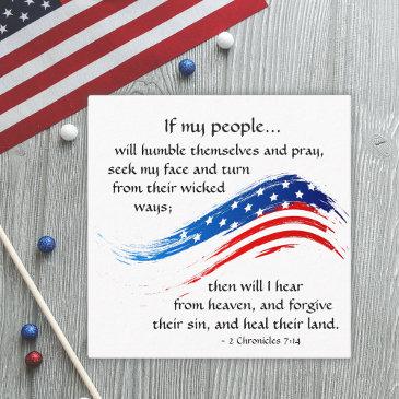 2 chronicles 7:14 bible american flag christian square business invitations