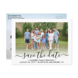 Small 2 Photo Family Reunion Party Script Save The Date Announcement Postinvitations Front View