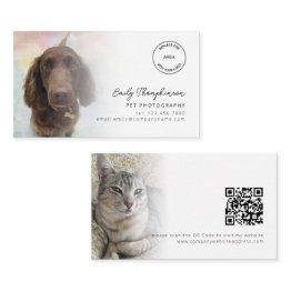 Small 2 Photos Logo Qr Code Pet Photographer Business Invitations Front View