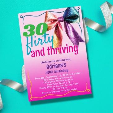 30 flirty & thriving retro 90s 30th birthday party invitation