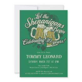 Small 30th Birthday Irish St.patrick's Day Beer Invitation Front View