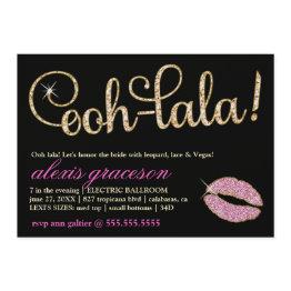 Small 311 Ooh Lala Glitzy Kiss Sparkle Metallic Invitation Front View