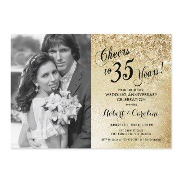35th anniversary with photo - gold invitation