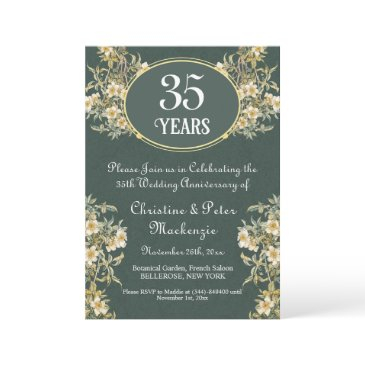35th coral jade wedding anniversary rich floral invitation
