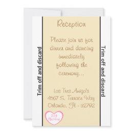 Small 3.5 X 7 Reception Just Got Married Cou Invitation Front View