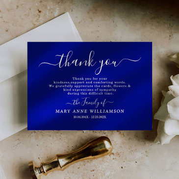 navy script funeral thank you invitations