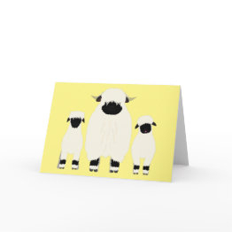 Small 3 Valais Black Nose Sheep In A Row Invitations Front View