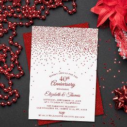 Small 40th Ruby Wedding Anniversary Invitation Front View